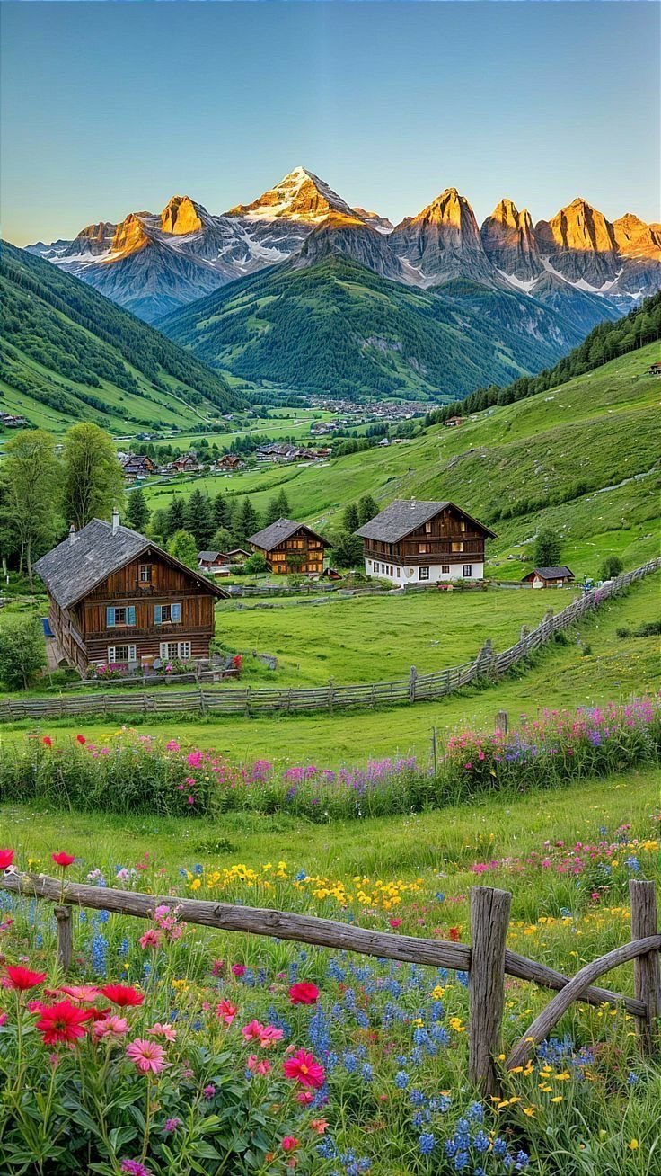 Alpine village in bloom